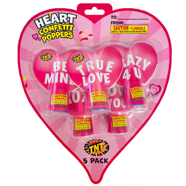 HEART CONFETTI POPPERS Firework Confetti & Streamers Heart Confetti Poppers