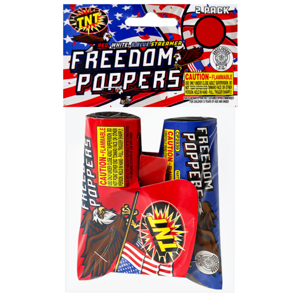 Firework Confetti & Streamers Freedom Poppers 2 Pack